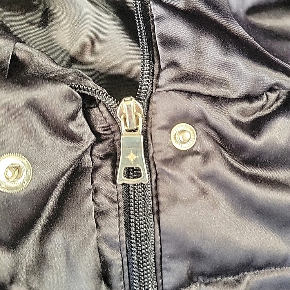 VTG Weather Tamer Puffer Jacket Women's 2X Zip Black Hooded Down Faux Fur - 2XL - Picture 7 of 10
